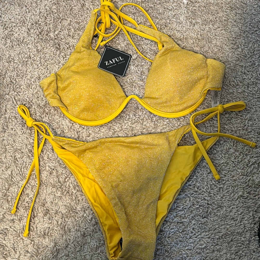 Zaful Yellow Sparkle Bikini 2 Piece - NWT